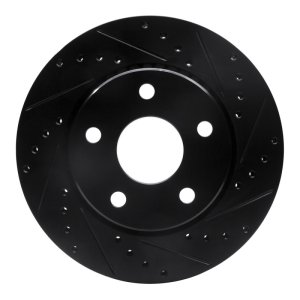 Jeep Wrangler Brake Rotor (1) - Front Right - R1 Concepts - Drilled & Slotted - Black - `07-`18